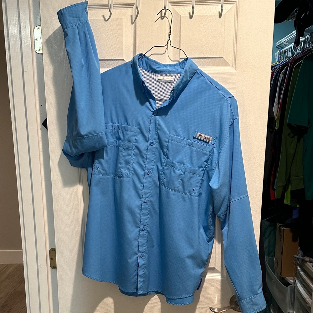 Columbia Omni-Shade SPF 50 long sleeve Blue Outdoor Shirt